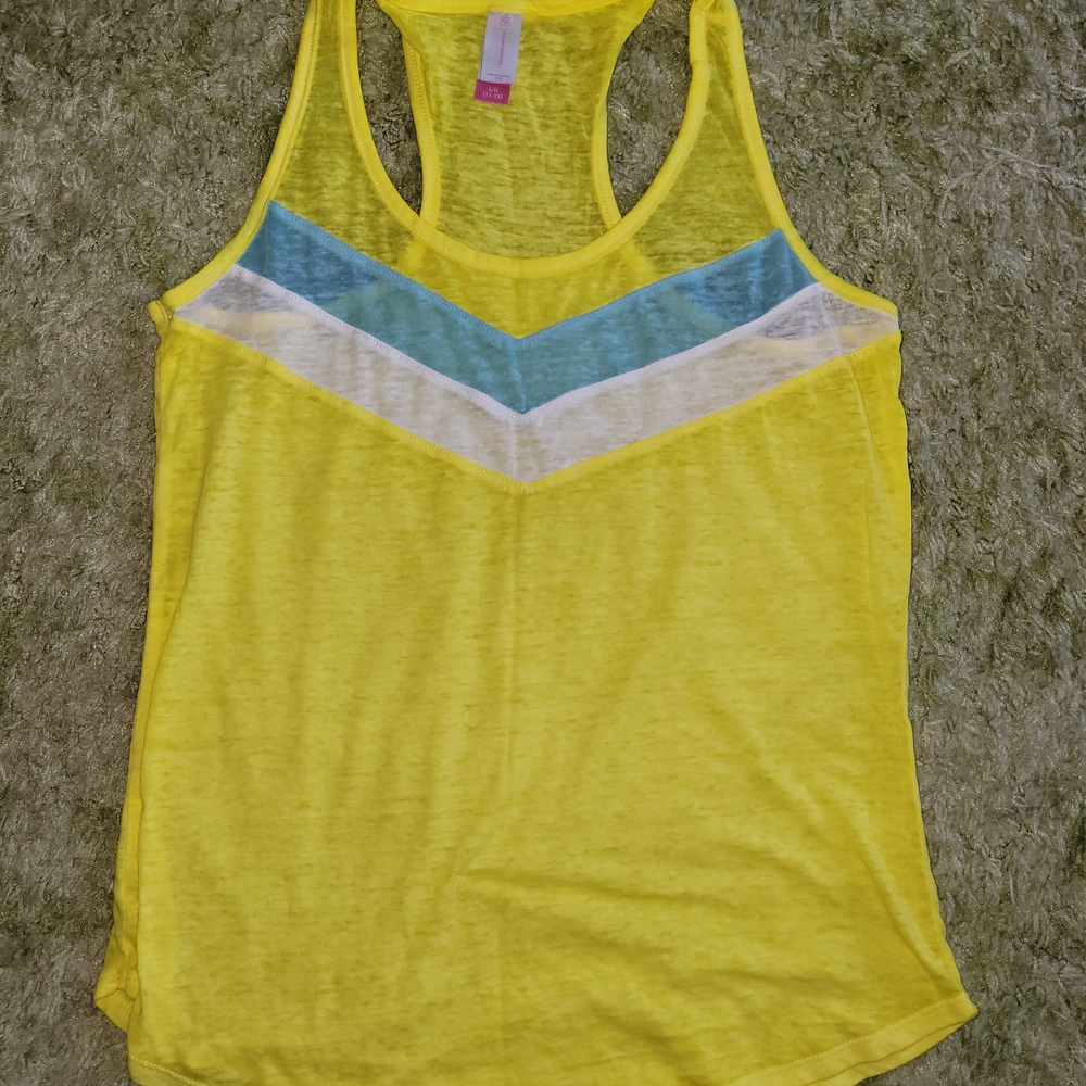 No Boundaries Yellow and Blue Chevron Tank Top